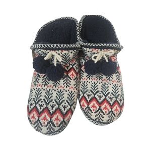 Muk Luks Women's Slippers - Navy and Red Knit XL